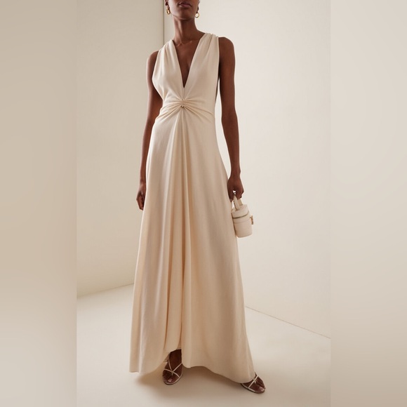 Brandon Maxwell The Banks Deep-V Stretch-Crepe Maxi Dress - Picture 1 of 16